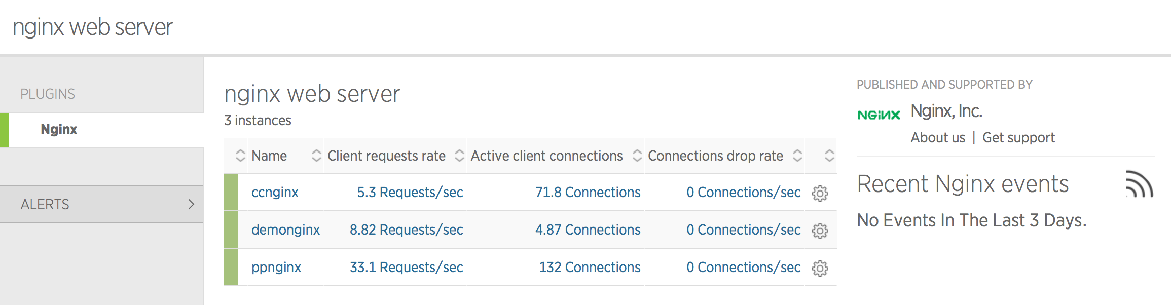 image of NGINX instance in New Relic instances list