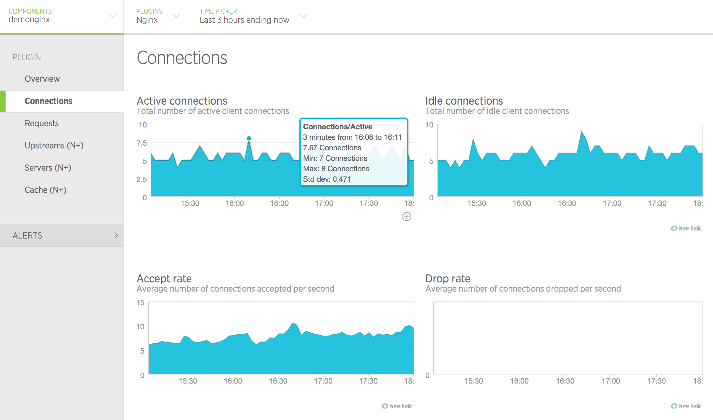 image of Connections tab in New Relic UI